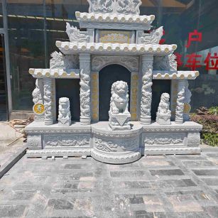 广安芝麻白中国黑石材套墓 花岗岩墓碑