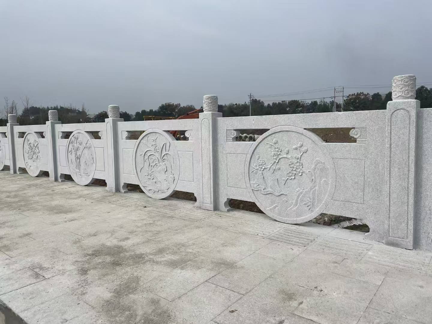 广安芝麻白河道栏杆 石材栏杆